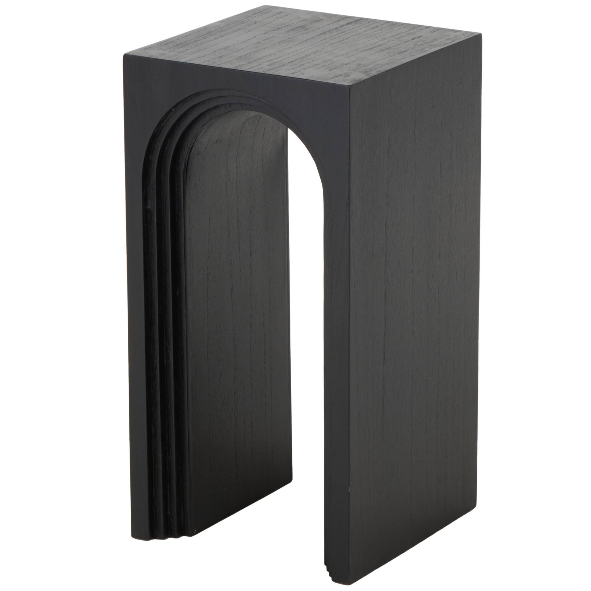 12" x 24" Black Wood Cutout Arch Side End Accent Table
